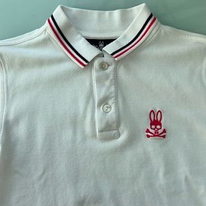 Psycho Bunny White Polo with Red and Black Trim